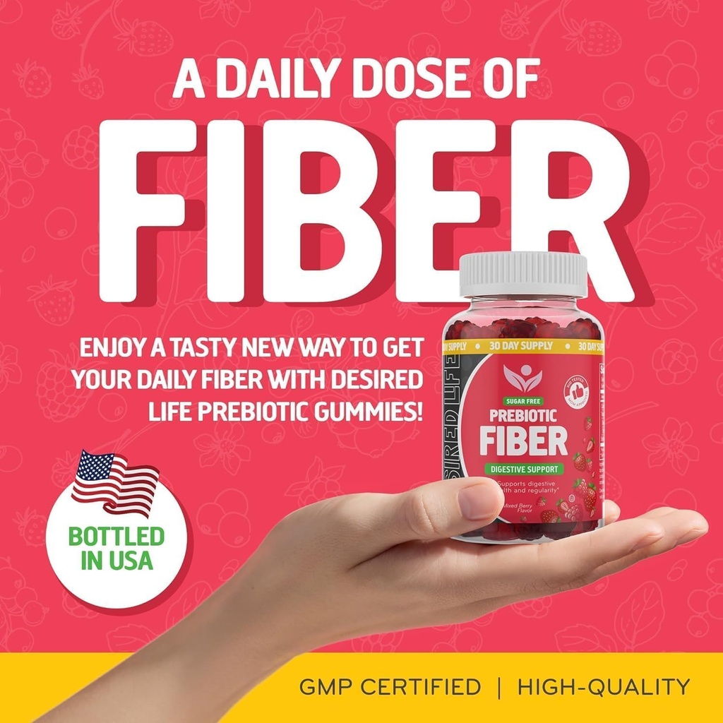 Gafas de fibra prebióticas para adultos Los niños mezclados de plantas de sabor de baya suplemento para mujeres hombres, regularidad diaria de salud digestiva 60 cuenta (Pack of 1)