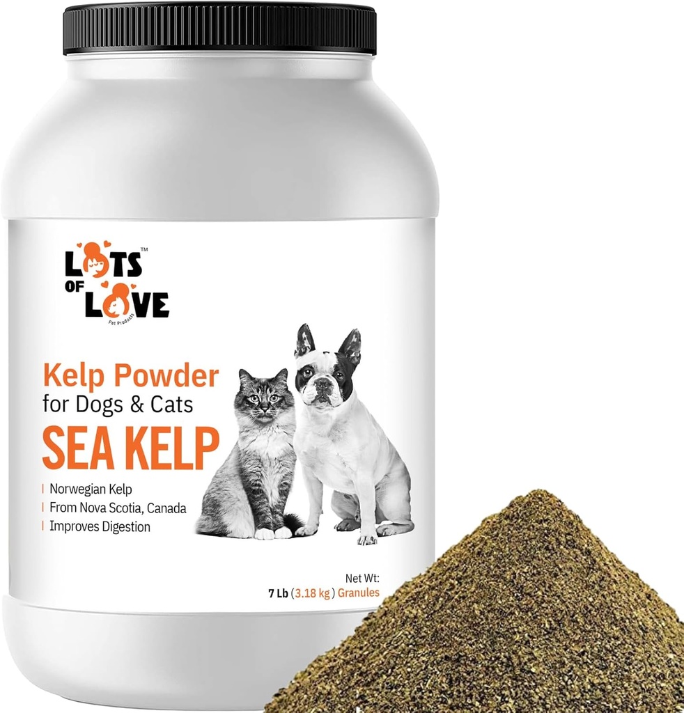 Orgánica Sea Kelp Powder (7 libras, 3.2 KG), Yodo y Tiroides Soporte para Perro &amp; Cat, Norwegian Kelp Powder Suplemento por Lots of Love