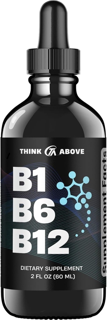 B1 B6 B12 Vitamina Liquid Drops - Nerve, Energy, Brain Support Supplement - Fruity-Like Flavor - Methylcobalamin, Thiamine, Pyridoxine - 60 Day Supply - 2 oz - para Hombres y Mujeres - Simplemente hecho