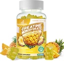 Complejo de Gummies de Monohidrato de Creatina para Hombres y Mujeres -Fórmula avanzada W/L-Taurina + Vitamina B12, Suplemento Chewable Libre de Azúcar,90