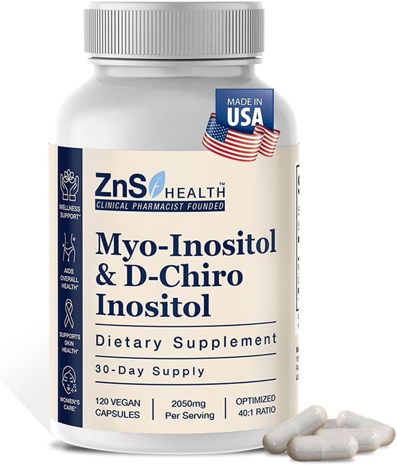 ZnS Myo-Inositol " D-Chiro Inositol Supplement TEN Hormonal Balance " Menstrual Cycle Support TEN 40:1 Ideal Ratio ANTE Ovarian Health " Fertility Aid TEN 2050mg ANTE 30-Day Vegan Capsules