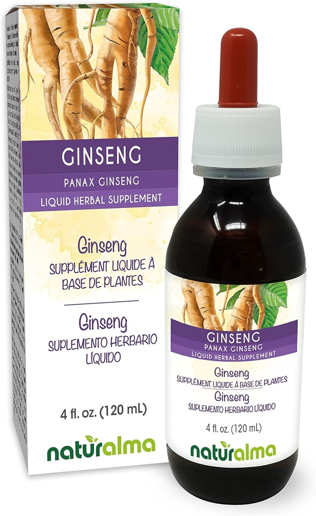 Naturalma Ginseng (Panax Ginseng) Root Alcohol-Free Tintura - 4 fl oz Liquid Extract in Drops - Herbal Supplement - Vegan