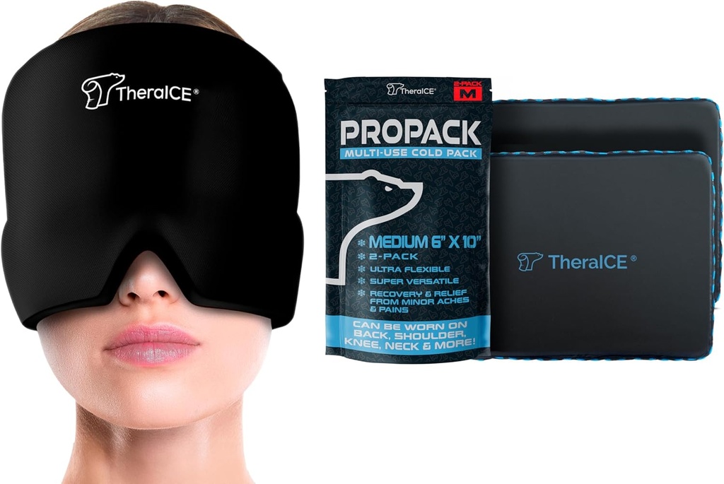TheraICE Headache &amp; Migraine Relief Hat &amp; TheraICE PROpack Ice Pack