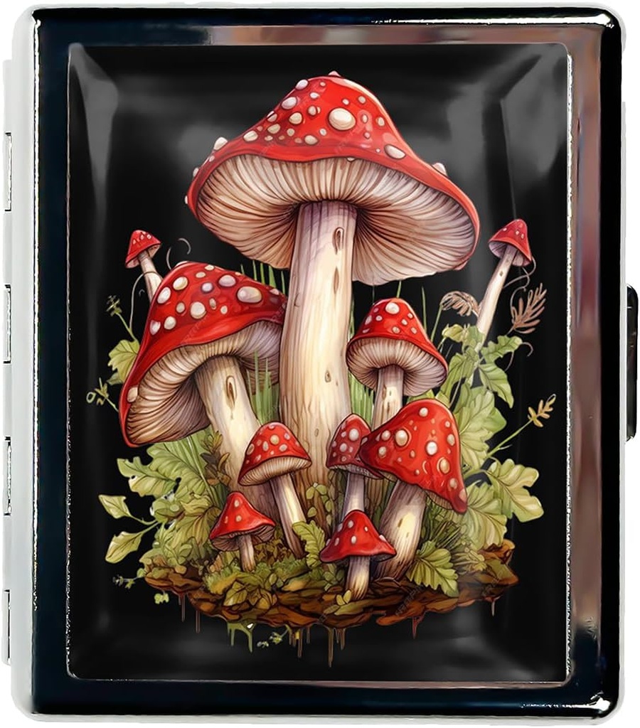 Organizador de pilas de viaje Funda de pequeña pill para Esenciales de Purse 7 Días Cute Pill Box con Mirror Caja de pill portátil para Pocket o Purse Pill Containe Travel Gifts (Watercolor Mushroom)