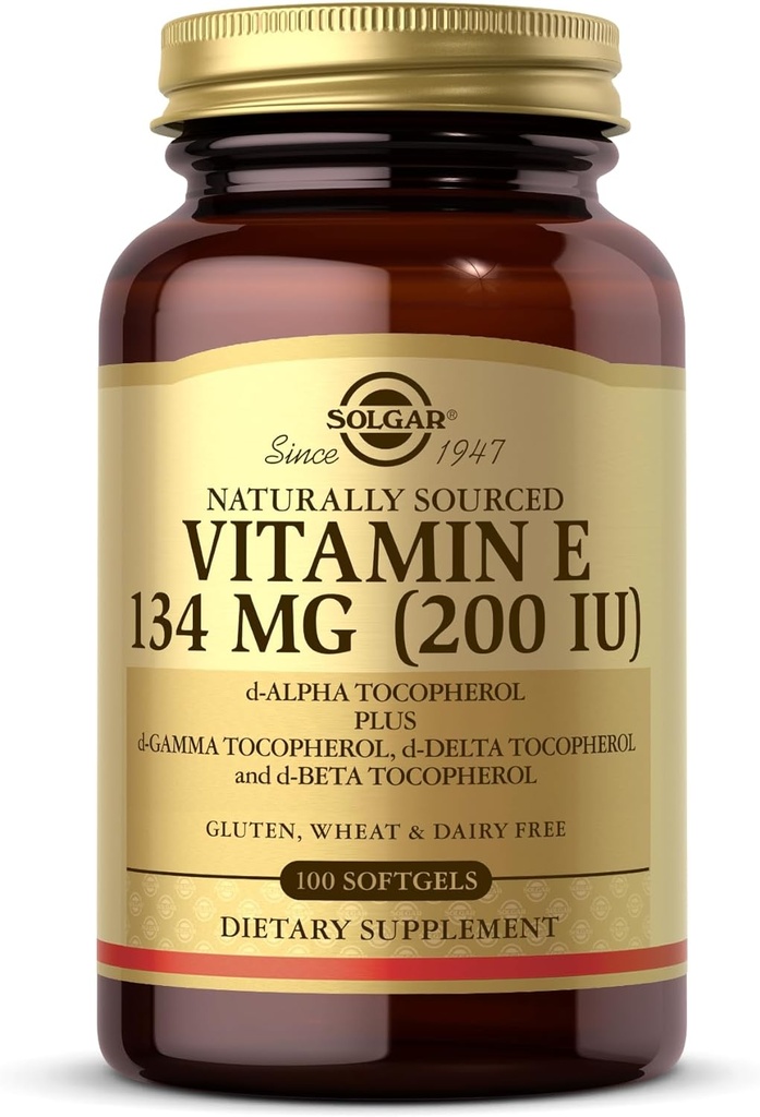 Solgar Vitamina E 200 UI - 100 Softgels - Antioxidante natural, Immune System Support - Gluten Free, Dairy Free - 100 Servings