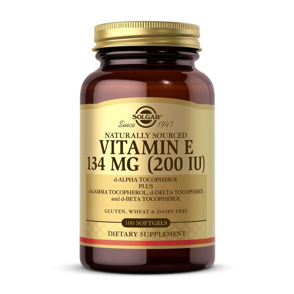 Solgar Vitamina E 200 UI - 100 Softgels - Antioxidante natural, Immune System Support - Gluten Free, Dairy Free - 100 Servings