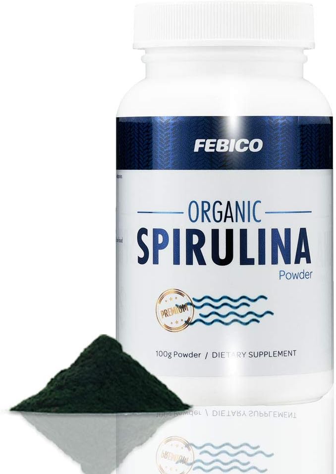 Premium Organic Spirulina Powder- Vegan, Enriched Vitamin B12 Complex, Phycocyanin, Energy Boost, Non-GMO, Gluten Free & Non-Irradiated, USDA, Naturland, Halal Certified-100g