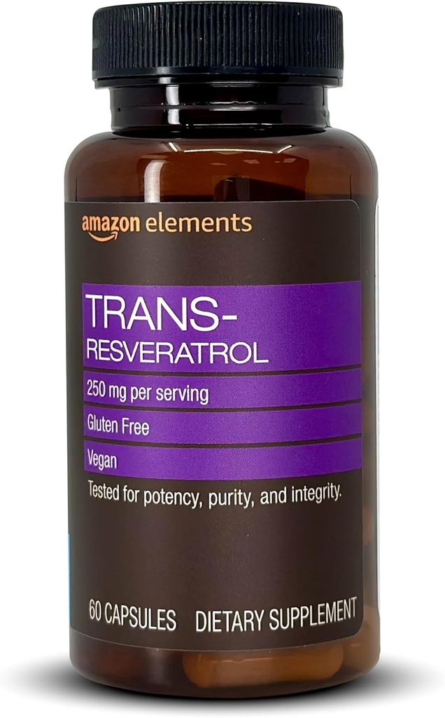 Elementos Trans-Resveratrol, 250 mg, 60 cápsulas, 2 mes de suministro, Vegan