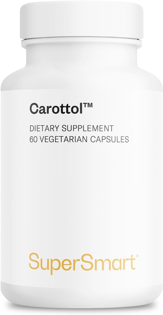 Supersmart - Carottol (Fórmula avanzada) - Suplemento Complejo Carotenoide - con Beta Carotene, Lycopene, Lutein &amp; Zeaxanthin ← No GMO &amp; Gluten Gratis - 60 cápsulas vegetarianas