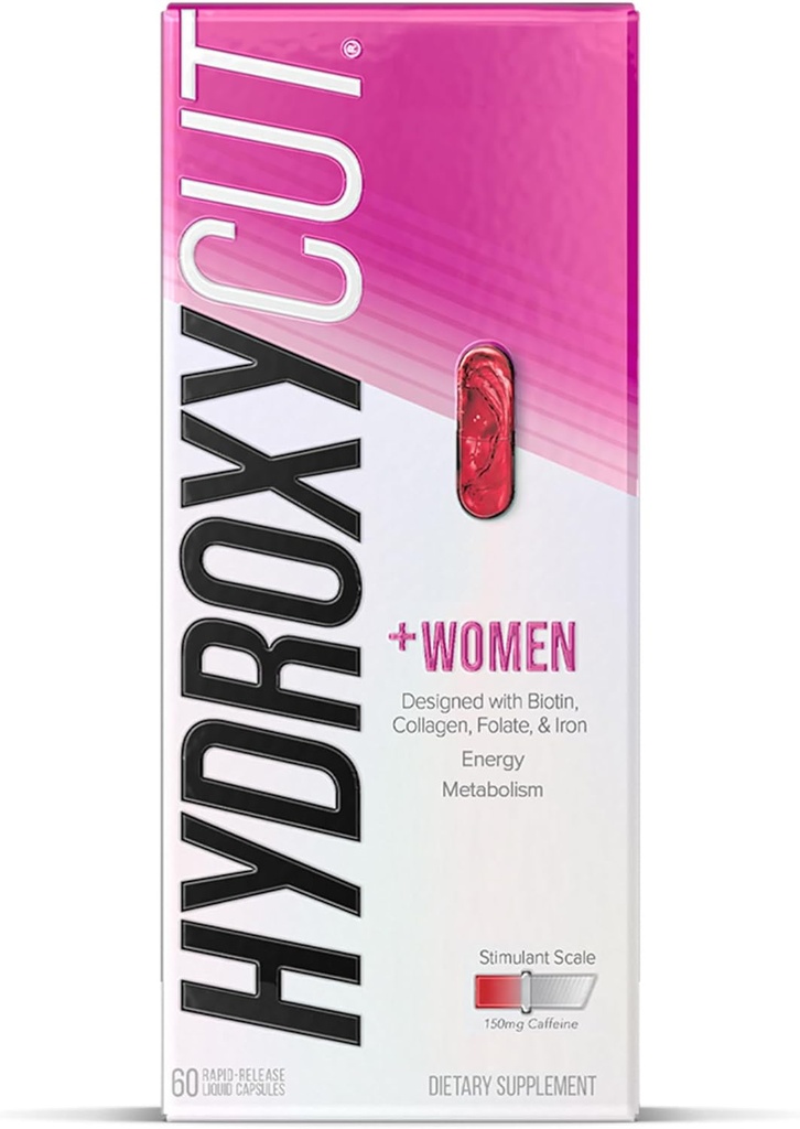Hydroxycut +Mujeres - 60 cápsulas líquidas de liberación rápida - Incluye Biotina, Collagen, Folate &amp; Iron