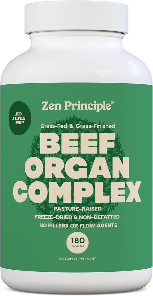 Zen Principle Grass Fed Beef Organs Supplement – Desiccated Liver, Heart, Kidney, Pancreas, Spleen, Intestine &amp; Tripe/Stomach – Grass-Fed &amp; Grass-Finished on The Natural Pastures of New Zealand