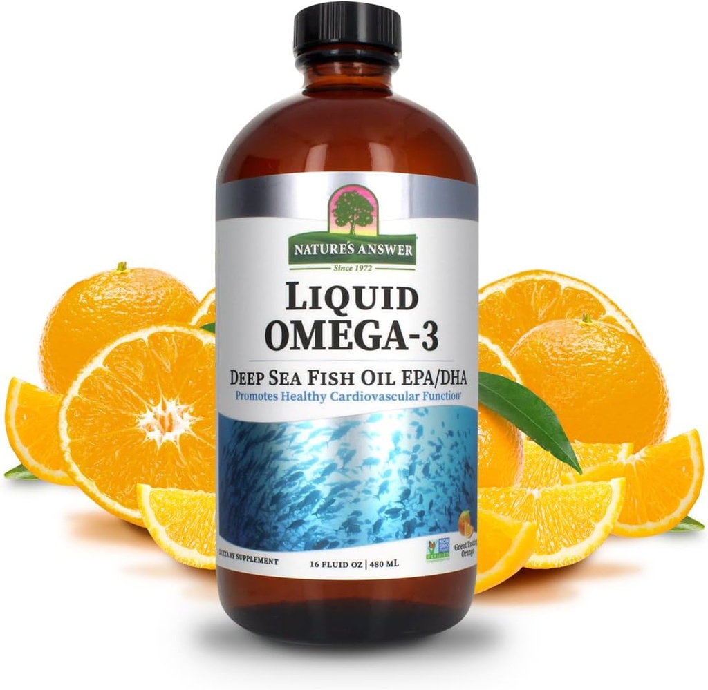 Respuesta de la naturaleza Liquid Omega-3 ← Deep Sea Fish Oil with EPA/DHA Dietary Supplement TEN Cardiovascular Support Silencio No Preservatives " Gluten-Free 16oz (Pack of 1)
