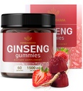 HERBAMAMA Panax Ginseng Gummies - 1500mg Coreano Red Ginseng Root for Energy Support - Vegan, no GMO Red Panax Immune Support Suplemento - 60 Pectin-Based Strawberry-Flavored Chews