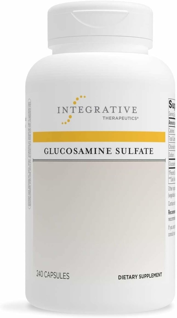 Terapéutica Integrativa Sulfato de Glucosamina - Complemento de soporte de cartílago* - Bloque de construcción de cartílago - Sin gluten &amp; sin lácteos - 240 cápsulas (80 piezas)