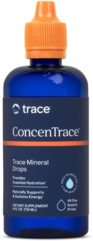 Trace Minerals ConcenTrace Trace Mineral Drops - Liquid Supplement for Bone & Joint Support - Aids Hydration & Electrolyte Restoration - Unflavored-Original, 4 fl oz (48 Servings)