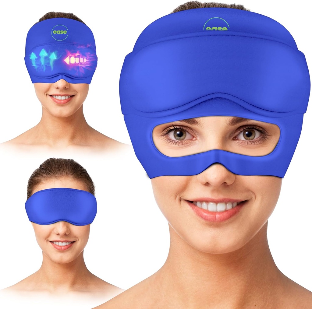 Migraine Relief Cap - 2 in 1 Soothing Headache Relief Cap with Detachable Eye Mask 20% Extra Gel - Headache Hat for Migraines - Cold Ice Head Wrap Products for Stress, Tension, Hangover &amp; Puffy Eyes