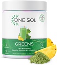 One Sol Greens, Super Greens Powder para reducir el rubor " Mejorar la salud de las mascotas, Superfood Fresh Bloom Ecológico Verdes Lindo Jugo " Smoothie Mix, Pre " Probiótico con enzimas digestivas, Vegan " Soy Free