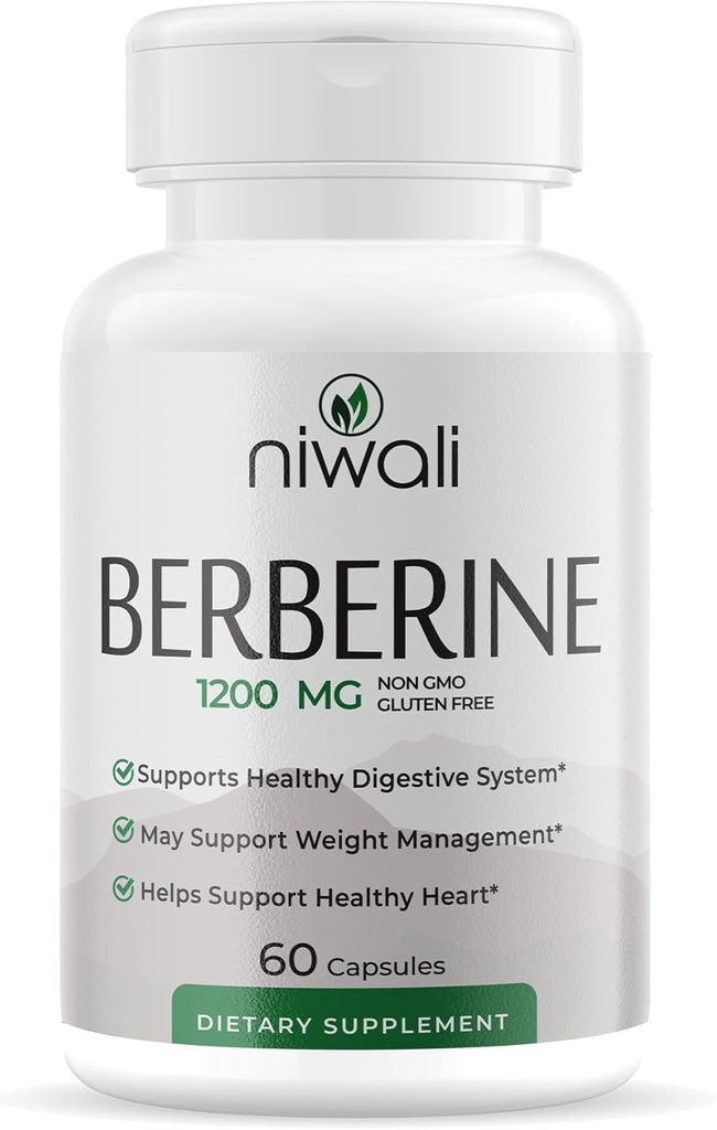 Berberine Supplement - Potent 1200mg Per Serving | Berberine HCI Root Supplements Pills | Supports Heart Health, Immune System, and Healthy GI | Non-GMO & Gluten-Free | 60 Capsules.