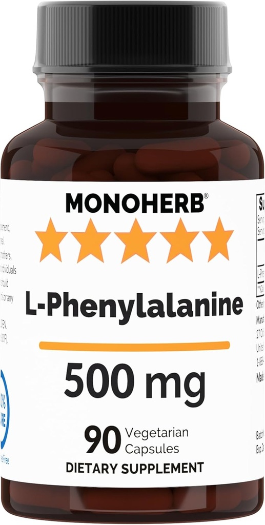 MONOHERB L-Phenylalanine 500 mg por cápsula - 90 cápsulas Veg