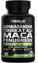 Ashwagandha 5000mg + Tongkat Ali 1000mg + Maca Root 5000mg + Fenugreek 3000mg Suplemento Silencio Negro + Rojo + Amarillo Maca Root Extracto &amp; Fenugreek Herbal Suplementos para Hombres &amp; Mujeres - Made in USA