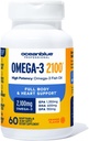 Oceanblue Professional Omega-3 2100-60 Count - High-Potency Triple Strength Burpless Fish Oil Suplemento con EPA, DHA &amp; DPA - Orange Flavor, 30 Servings