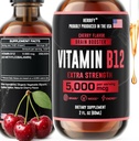 HERBIFY Vitamina B12 Suplementos de energía multivitamínica para hombres de mujeres - Líquido B12 Vitaminas 5000 Mcg Metilcobalamina - Apoyo energético y salud inmunológica Vitamina líquida 2 Oz