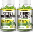 2 Pack 3000MG Citrus Bergamot Gummies - Citrus Bergamot Extracto Colesterol Suplemento de reducción de apoyo inmunitario Anti-Aging, Hight Cholesterol Lime Vegan libre de azúcar Flavor 120 Cts