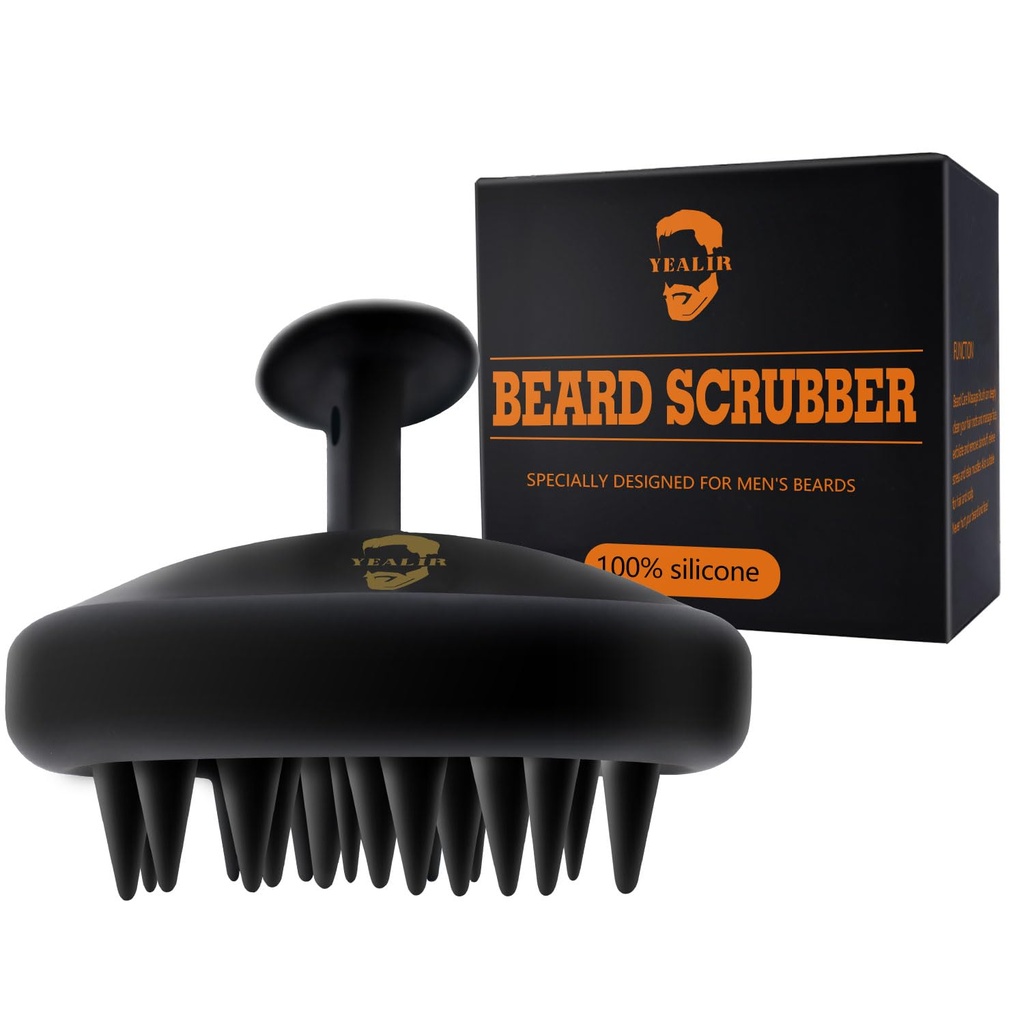 Cepillo de barba para hombres, barniz de silicona, limpieza profunda, exfoliador de pelo y barba que ayuda a champú de barba mejor limpiar la barba, buen ayudante para aceite de barba - Eco &amp; Reutilizable