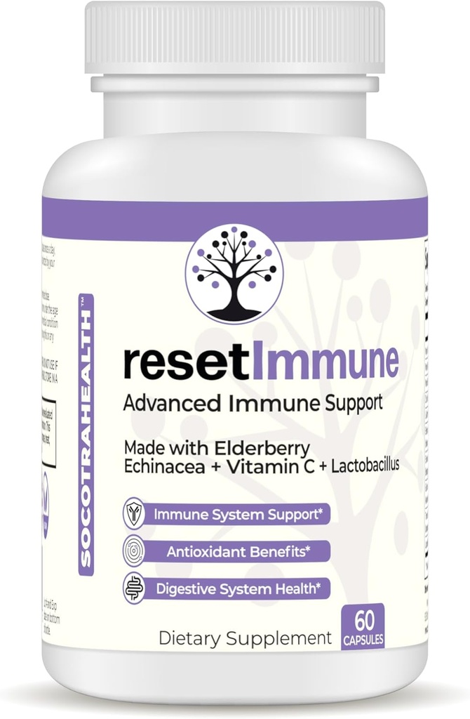 ResetImmune - Avanzado Immune Support - con Elderberry, Echinacea, Vitamina C, Lactobacillus - 60 cápsulas Vegan