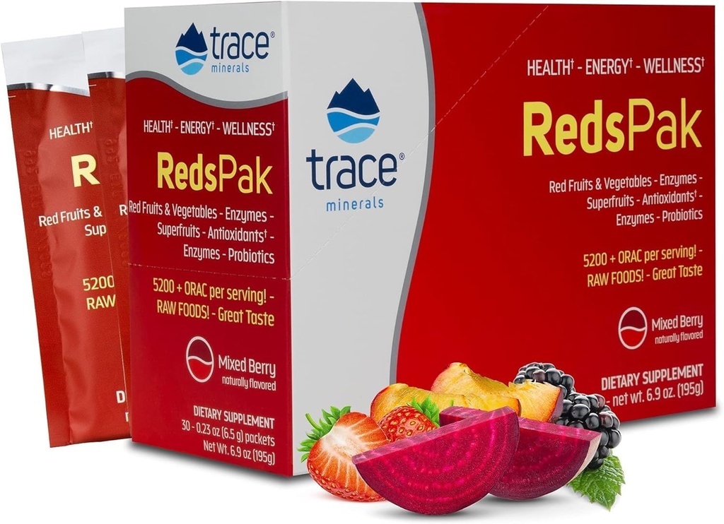 Trace Minerals Rojos, 0,23 onza, 30-Count