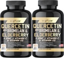 Quercetina con bromelaina Zinc Vitamina C Vitamina D Elderberry - 120 Veggie Capsules, Non-GMO, Gluten-Free ¦ Immune Support Suplemento TEN Made in USA ← 4 Months Supply