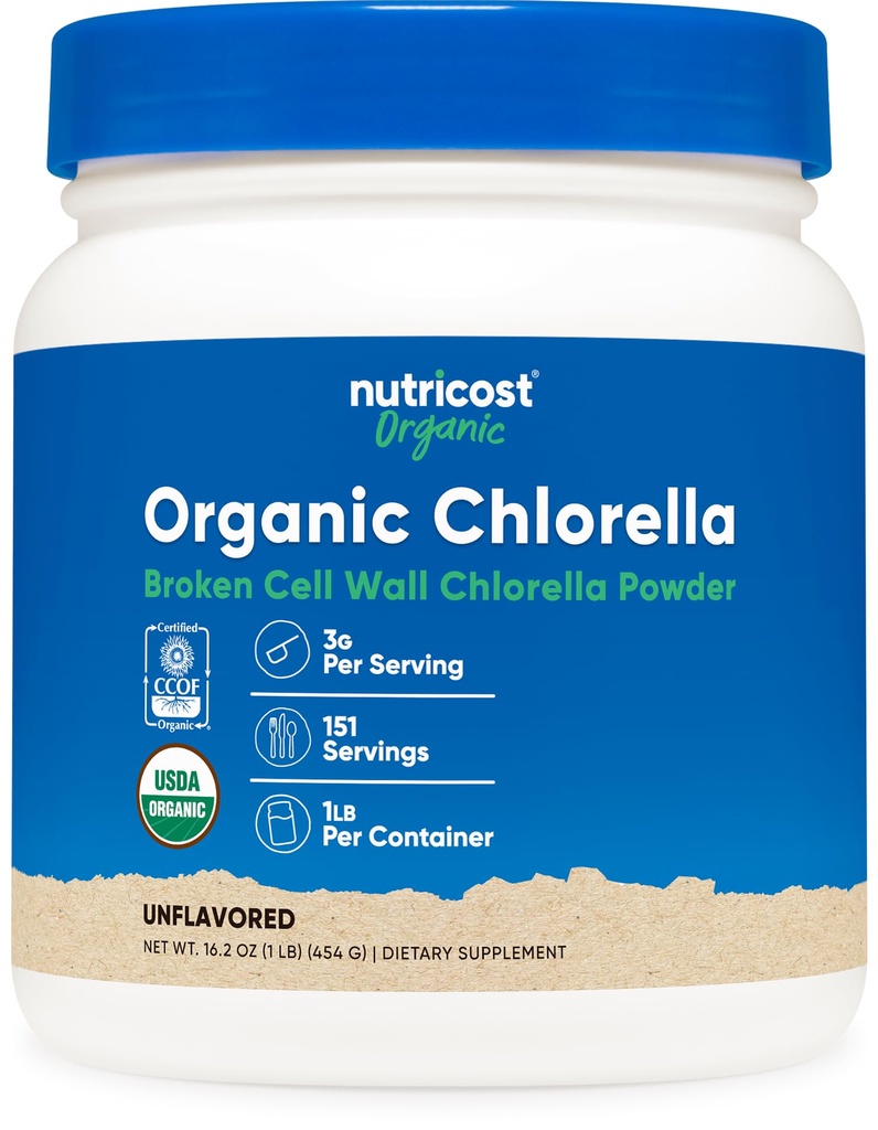 Nutricost Organic Chlorella Powder 16oz (1LB) - 3g Per Serving