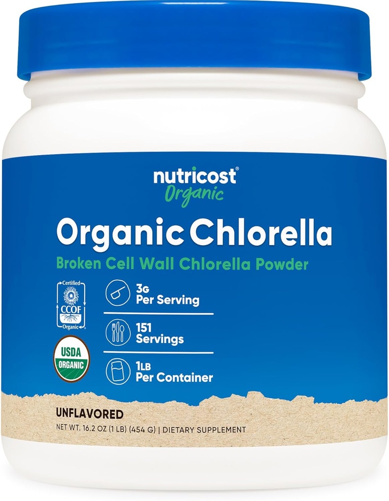 Nutricost Organic Chlorella Powder 16oz (1LB) - 3g Por Serving