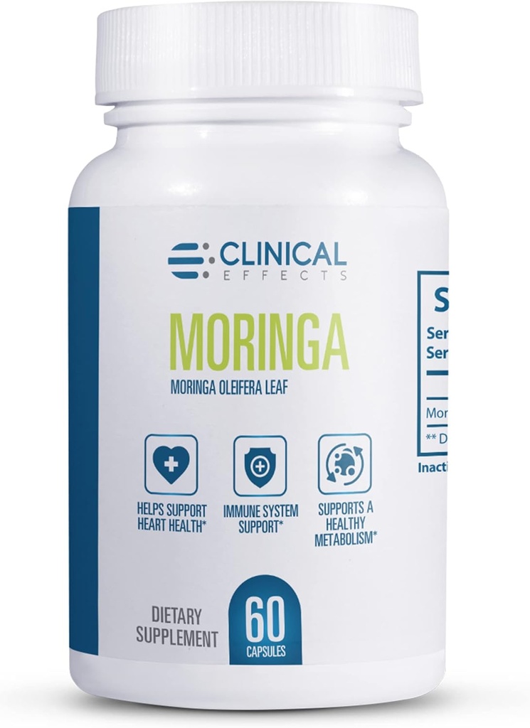 Efectos clínicos Moringa Oleifera - 800mg Moringa Capsules Superfood Supplement - Heart, Joint, Energy and Immune Support Supplement - 60 cápsulas