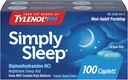 Tylenol Simple Sleep Nighttime Sleep Aid Caplets, 25 mg Diphenhydramine HCl, Non-Habit Forming Sleep Aid for Adults, 100 Cuentas