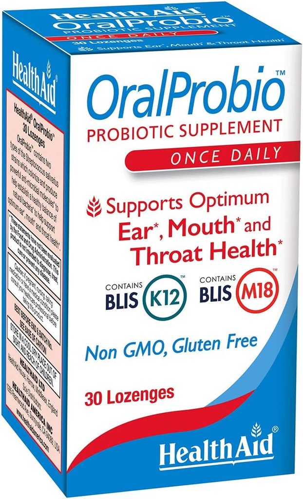 OralProbio 30ct, Once Daily Chewable Tablets, Supports Optimum Ear, Mouth, and Throat Health, Non GMO, Gluten Free, Peppermint Flavor, Contains BLIS K12 & M18