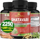 Orgánica Shatavari Powder Capsules 2250MG con Ashwagandha, Brahmi Extract Silencioso Mujeres Salud, 120 Vegan Capsules