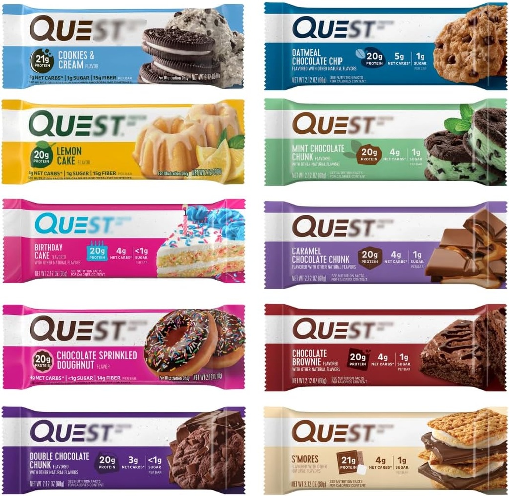 Nutrición Protein Bares, surtido 10 Flavor Variety Pack - High Protein, Low Carb, Gluten Free, Keto Friendly - 2.12 Oz Bares - 12 Cuenta