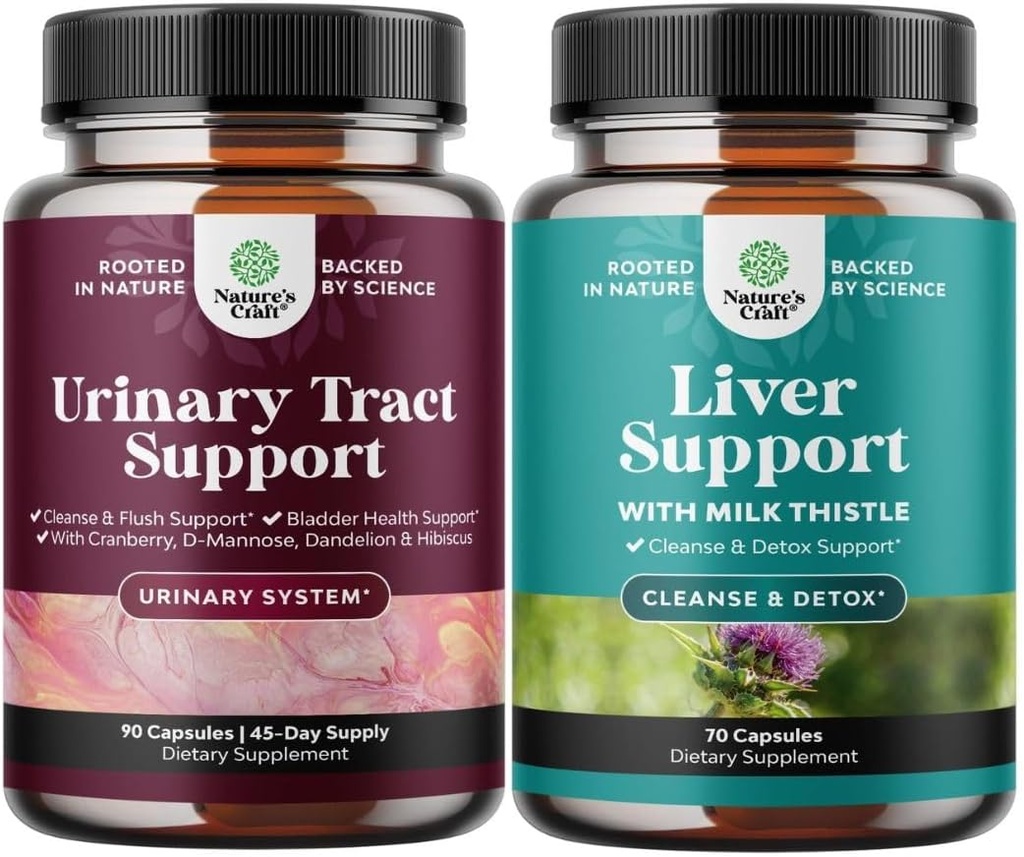 Bundle of D Mannose Capsules with Cranberry Juice Powder " Dandelion for Urinary Tract Health and Liver Support Milk Thistle Supplements with Dandelion Root, Choline, Beetroot & Artichoke Extract