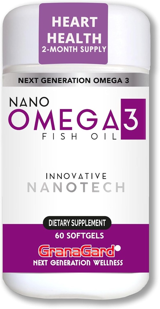 Nano Omega 3 Suplemento para Mujeres y Hombres – Fish Oil Softgels con Nanotecnología – High Potency EPA DHA Capsules – No Aftertaste – Fácil de Tragar – 60 Conde Bottle