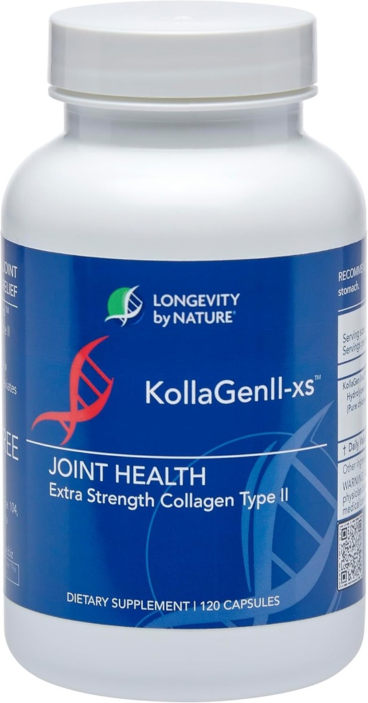 Longevity by Nature KollaGen II-xs - Collagen with Glucosamine and Chondroitin, 120 capsules Dietary Supplement