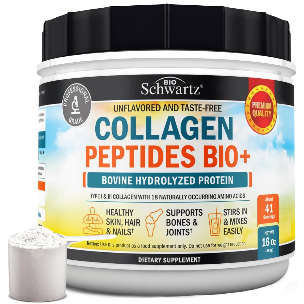 Multi Collagen Protein Powder for Men ' Women - Grass Fed Collagen Peptides Powder for Women ' Hombres with Types I & 3 plus Naturally Occurring Amino Acids - Hydrolyzed Easy to Mix & Unflavored (16oz)