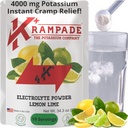 Krampade Lime de limón original 4K, 4000 mg Potassium Instant Cramp Relief Electrolyte Drink Powder ← Diseñado para atletas y amortiguadores latitud 19-Serving Resealable Pouch
