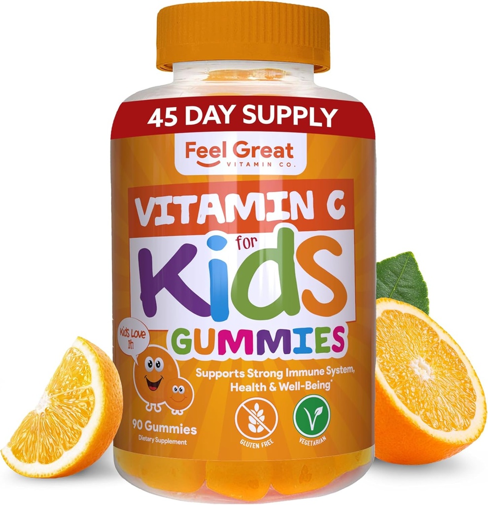 Kids Vitamin C Gummies Chewable for Immune Defense ← Plant-Based, Gluten Free ← Vegan tención 250 mg per Serving  90 Gummies peru Vitaminas para niños por Feel Great Vitamin Co.
