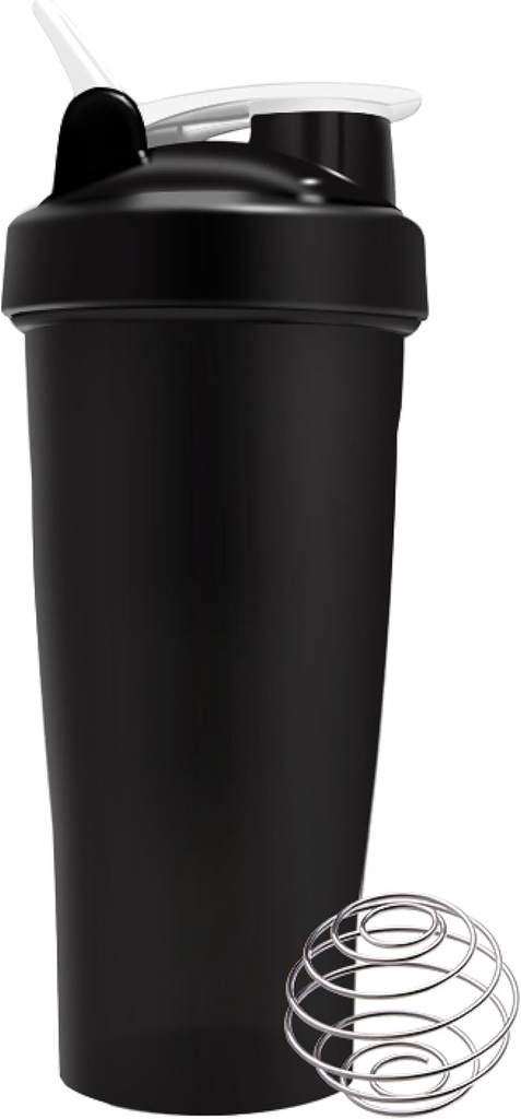 Botella Protein Shaker para Gym - Pre Workout Copa Protein Bebida Shaker 20 Fl oz, Lavavajillas Caja Fuerte, BPA &amp; Phthalate Bottle Blender, Gimnasio Shaker para Protein Shake - Negro o Blanco (Color de borde)