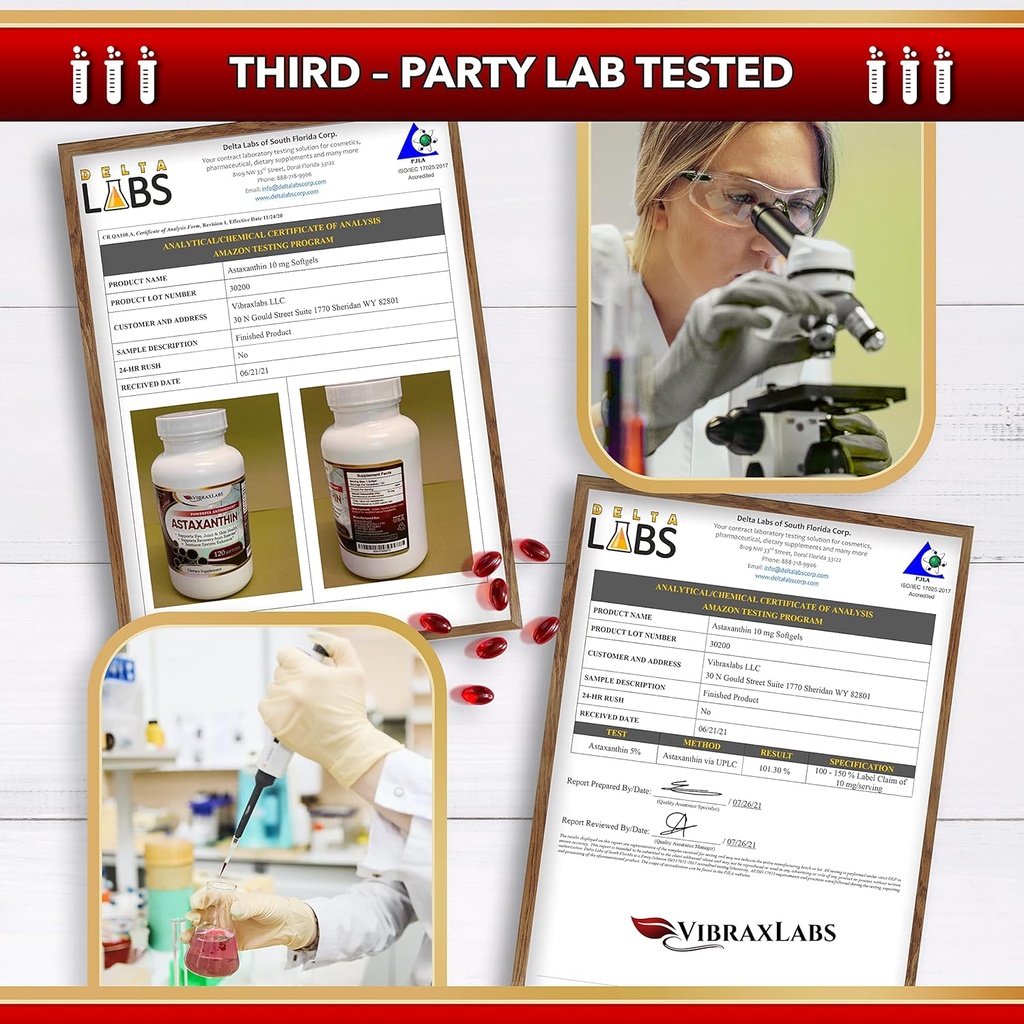 Astaxanthin 10mg Suplemento/Mejor Antioxidante puro de Microalgae, ayuda a la atención de la piel " Ojo, articulaciones atríticas, envejecimiento saludable, energía de bosificación, 120 Softgels no OMG - Suplementos Premium de Astaxanthin