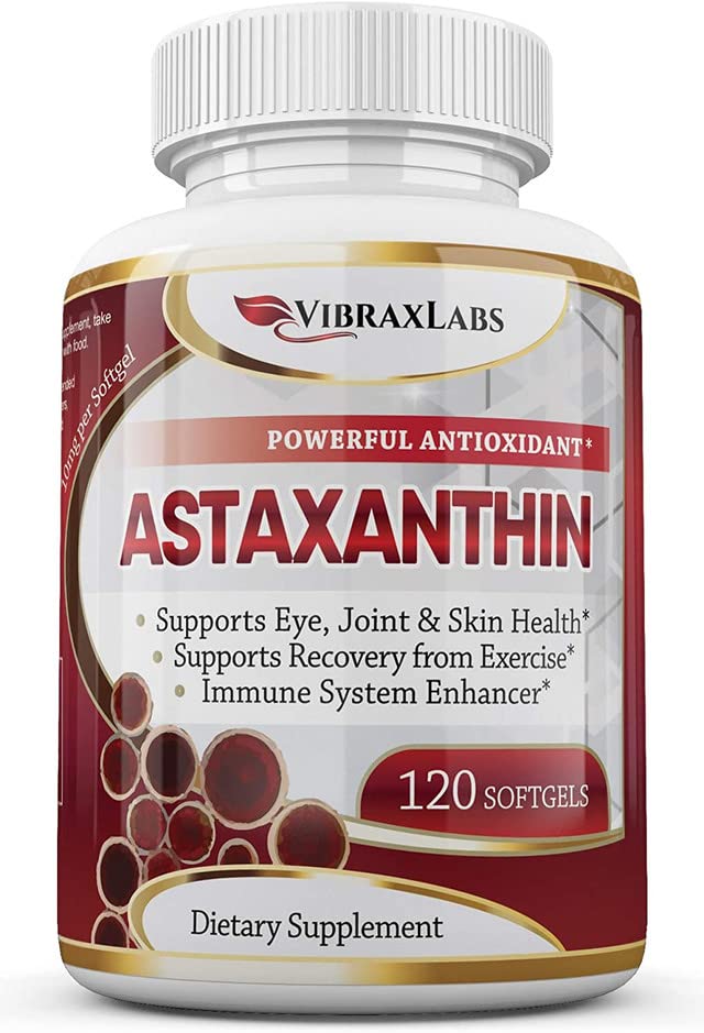 Astaxanthin 10mg Supplement/Best Pure Antioxidant from Microalgae, Helps Skin Care & Eye, Arthritic Joints, Healthy Aging, Boosting Energy, 120 Non-GMO Softgels - Premium Astaxanthin Supplements
