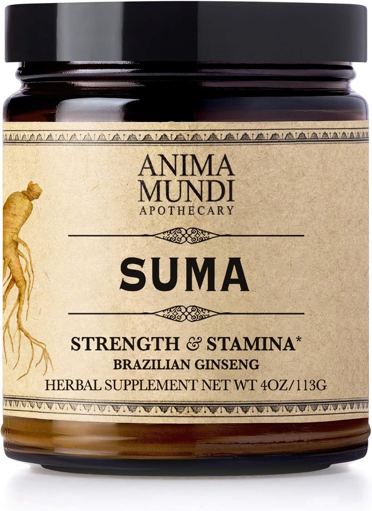 Anima Mundi Apothecary Suma Brasileño Ginseng Root Powder - Superfood Energy Support - Energizing Herbal Supplement Powder - Añadir a Smoothies, té, café &amp; Más (4oz / 113g)