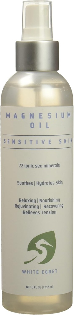 White Egret | Topical Magnesium Spray for Women - 8 fl oz Topical Relaxation Elixir with Floral Serenity - Nourish Your Skin, Relieve Tension, and Unwind Naturally