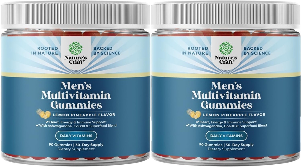 Mangas multivitaminas masculinos con Complejo Superalimentario - Multivitamina diaria para hombres con CoQ10 y Ashwagandha para energía e inmunidad - Gummies multivitamina de adultos vegetarianos para hombres (2 Mes de Suministro)